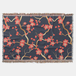Elegant Cherry Blossom Seamless Pattern (3) Throw Blanket