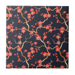 Elegant Cherry Blossom Seamless Pattern (3) Tile