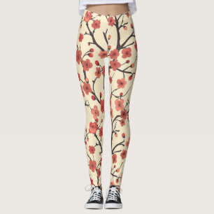 Elegant Cherry Blossom Seamless Pattern (4) Leggings