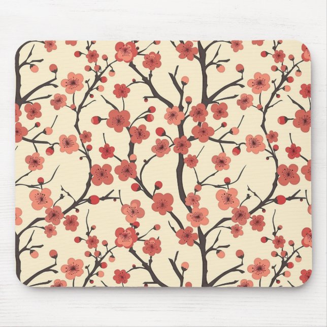 Elegant Cherry Blossom Seamless Pattern (4) Mouse Mat (Front)
