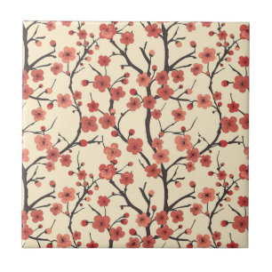 Elegant Cherry Blossom Seamless Pattern (4) Tile