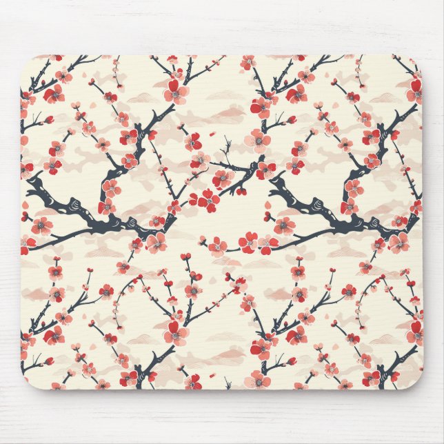 Elegant Cherry Blossom Seamless Pattern (5) Mouse Mat (Front)