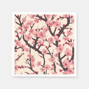Elegant Cherry Blossom Seamless Pattern (6) Napkin
