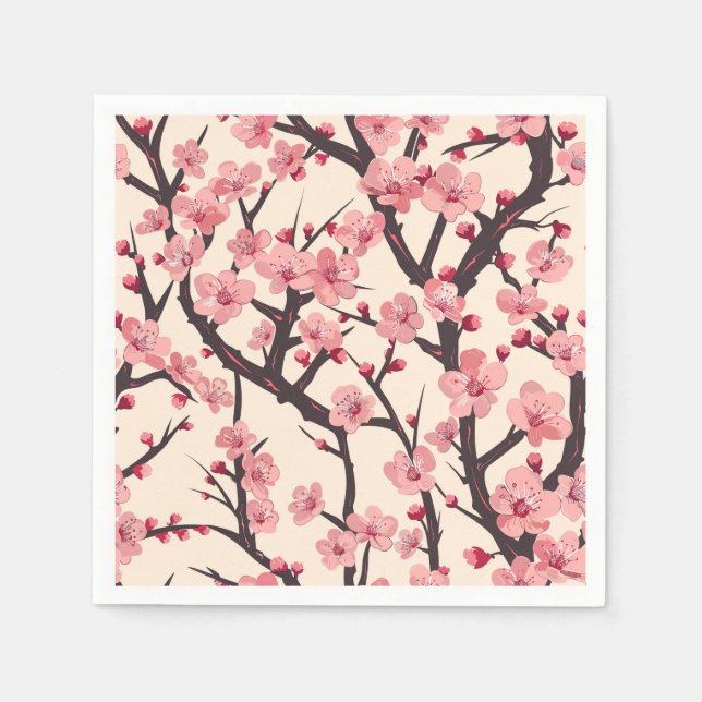 Elegant Cherry Blossom Seamless Pattern (6) Napkin (Front)