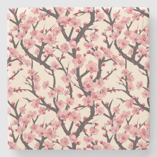 Elegant Cherry Blossom Seamless Pattern (6) Stone Coaster