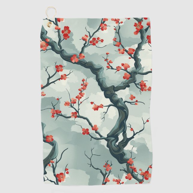 Elegant Cherry Blossom Seamless Pattern (7) Golf Towel (Front)