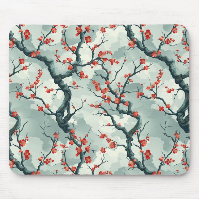 Elegant Cherry Blossom Seamless Pattern (7) Mouse Mat (Front)