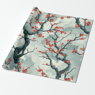 Elegant Cherry Blossom Seamless Pattern (7) Wrapping Paper