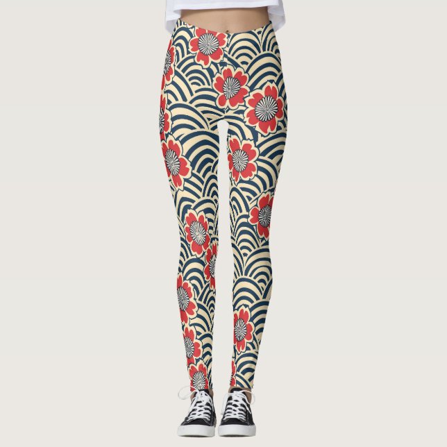 Elegant Cherry Blossom Seamless Pattern (8) Leggings (Front)