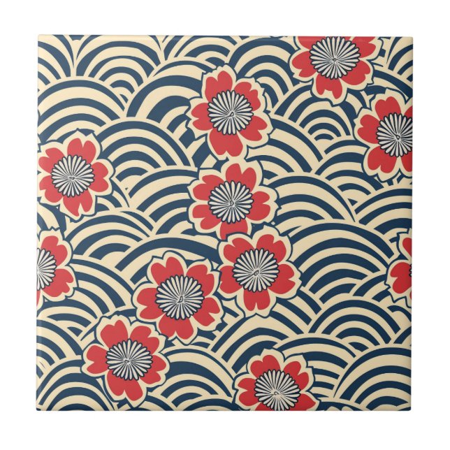 Elegant Cherry Blossom Seamless Pattern (8) Tile (Front)