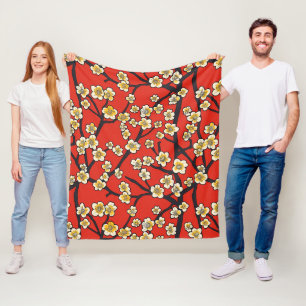 Elegant Cherry Blossom Seamless Pattern (9) Fleece Blanket