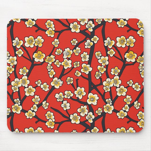Elegant Cherry Blossom Seamless Pattern (9) Mouse Mat (Front)
