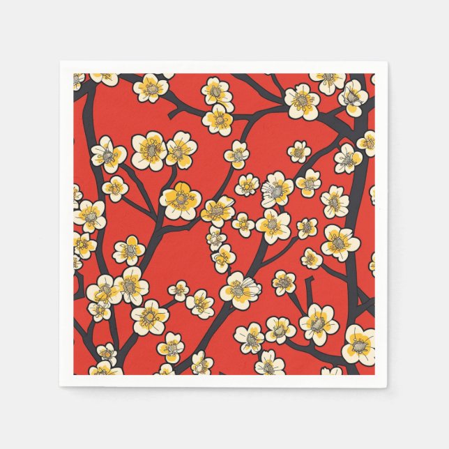 Elegant Cherry Blossom Seamless Pattern (9) Napkin (Front)