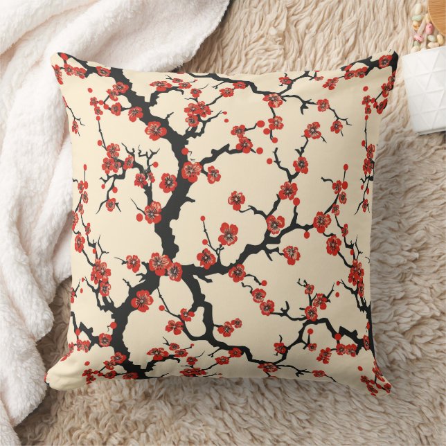 Elegant Cherry Blossom Seamless Pattern Cushion (Blanket)