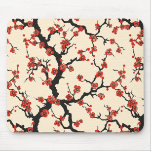 Elegant Cherry Blossom Seamless Pattern Mouse Mat