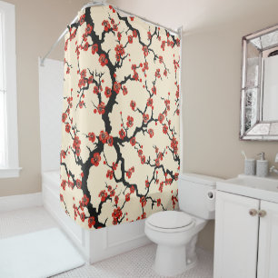 Elegant Cherry Blossom Seamless Pattern Shower Curtain