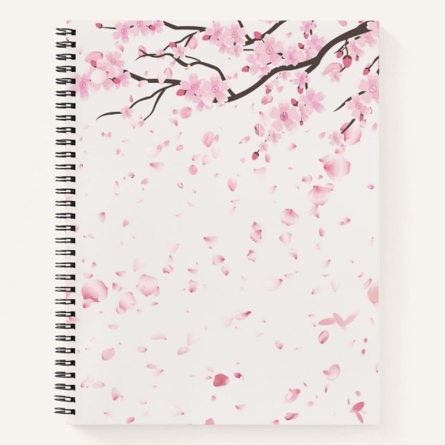 Elegant Cherry Blossom Spring Floral Spiral Notebo Notebook (Front)