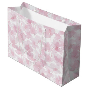 Elegant Cherry Blossom Watercolor Hand-painted Large Gift Bag