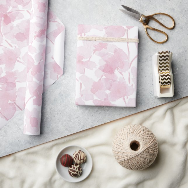 Elegant Cherry Blossom Watercolor Hand-painted Wrapping Paper (Crafts)