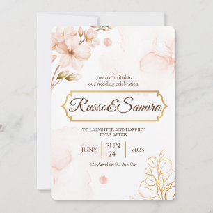  ELegant Cherry BLossom Watercolor Wedding   Invitation