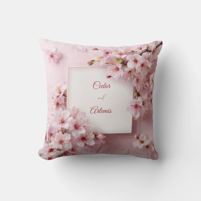 Elegant Cherry Blossom Wedding  Cushion (Front)