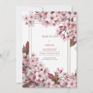 Elegant Cherry Blossom Wedding Invitation