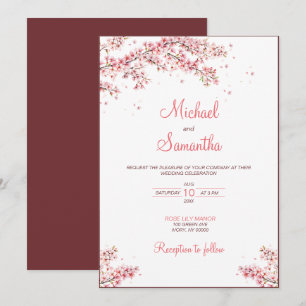 Elegant Cherry Blossom Wedding Invitation