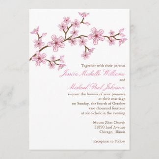 Elegant Cherry Blossom Wedding Invitation