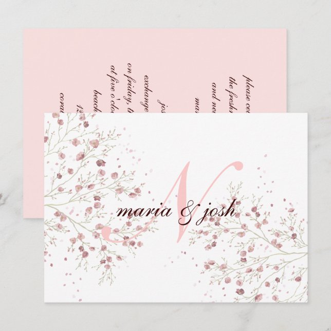 Elegant Cherry Blossom, Wedding Invitation (Front/Back)