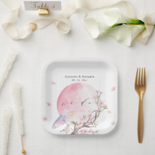 Elegant Cherry Blossom Wedding Paper Plate