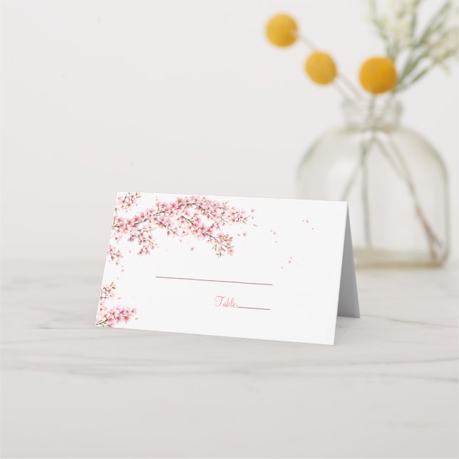 Elegant Cherry Blossom Wedding Place Card (Back)