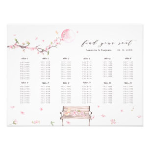 Elegant Cherry Blossom Wedding Seating Chart Poste Photo Print
