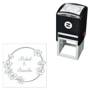 Elegant Cherry Blossom Wedding Self-inking Stamp