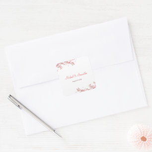 Elegant Cherry Blossom Wedding Square Sticker
