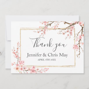 Elegant Cherry Blossom Wedding Thank You Card