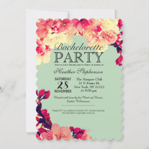 Elegant Cherry Blossoms on Rustic Teal Invitation