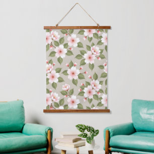 Elegant cherry blossoms seamless pattern hanging tapestry