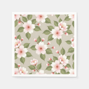 Elegant cherry blossoms seamless pattern napkin