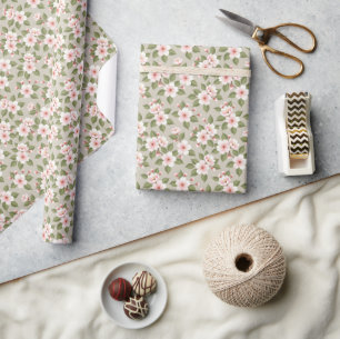 Elegant cherry blossoms seamless pattern wrapping paper