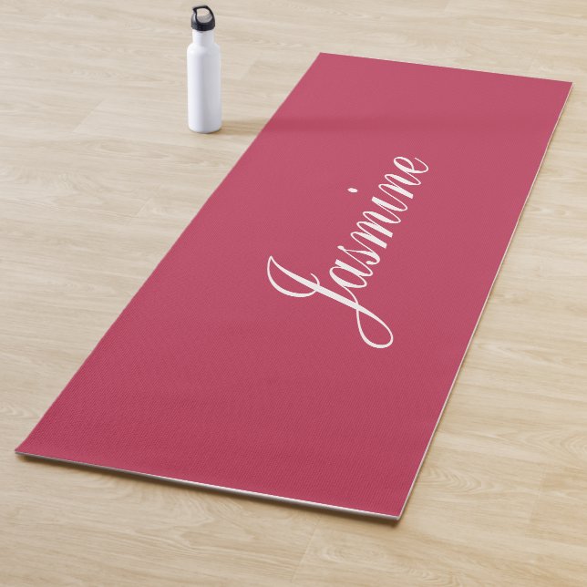 Elegant Cherry Magenta Personalised Name Yoga Mat (In Situ)