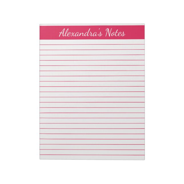 Elegant Cherry Red 8.5x11 Letter Size Personalised Notepad (Rotated)