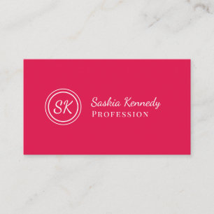 Elegant Cherry Red Script Professional Monogram Business Card