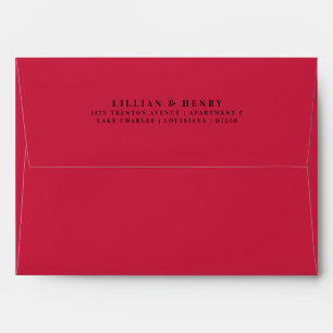 Elegant Cherry Red White Return Address Wedding Envelope