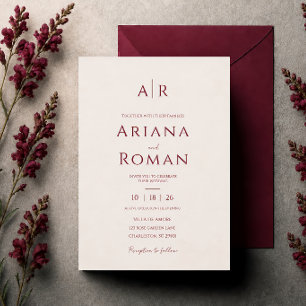 Elegant Cherry Vanilla Modern Minimalist Wedding Invitation