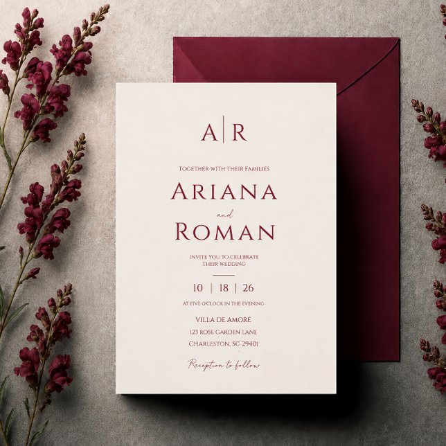 Elegant Cherry Vanilla Modern Minimalist Wedding   Invitation (Creator Uploaded)