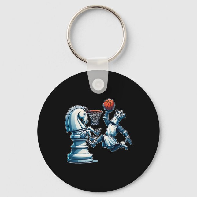 Elegant Chess Board King Sketll Game  Key Ring (Front)