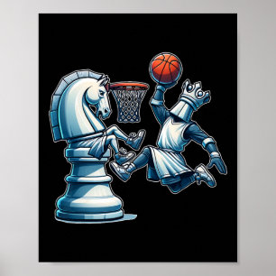 Elegant Chess Board King Sketll Game  Poster