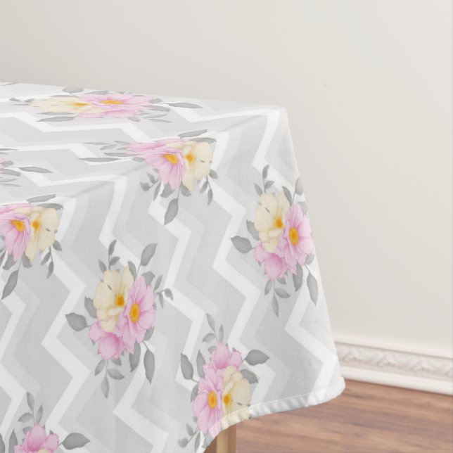 Elegant Chevron floral Wedding pattern tablecloth (In Situ)