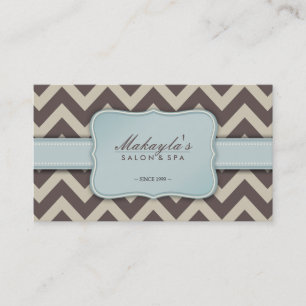 Elegant Chevron Modern Brown, Blue and Beige Business Card