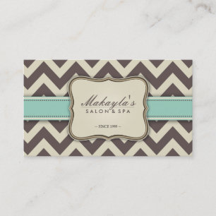 Elegant Chevron Modern Brown, Green and Beige Business Card